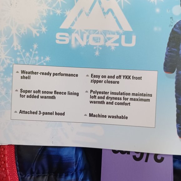 NWT Snozu Infant's Snowsuit Size 3/6M Blue Color Zipper Closure Outerwear Jacket - Picture 7 of 9